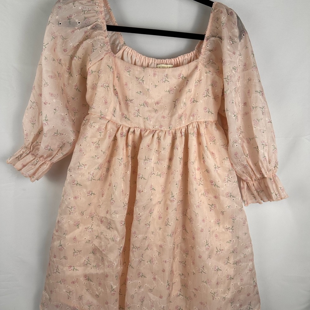 Elegant Floral Peach Dress